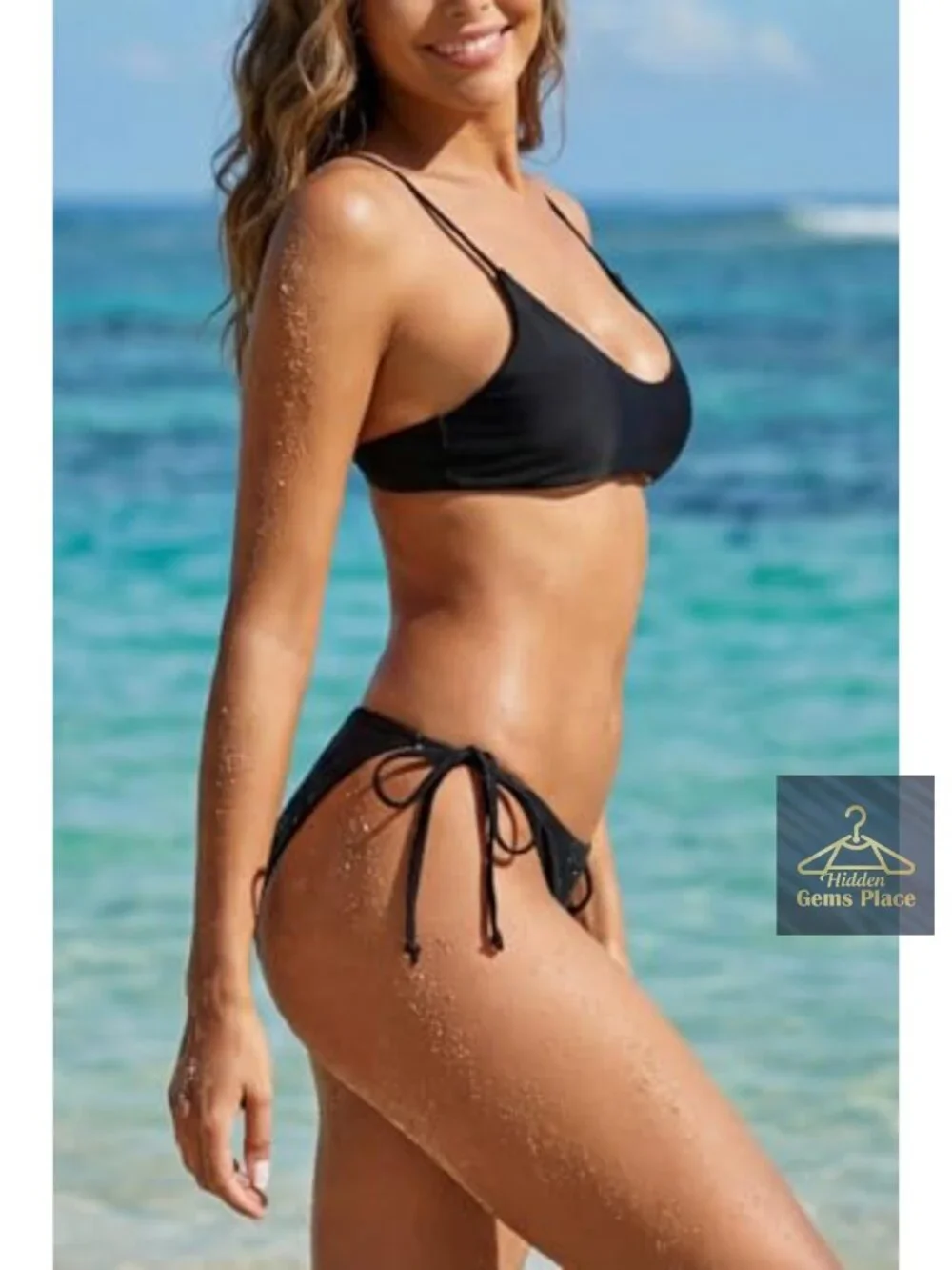 Women's Side Tie Bikini Bottom Moderate Coverage Adjustable Swim Bottom